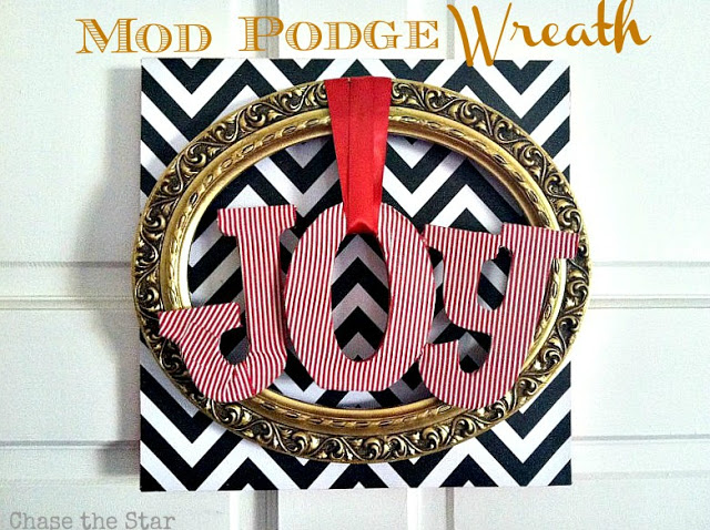 mod podge, wreath, diy, craft