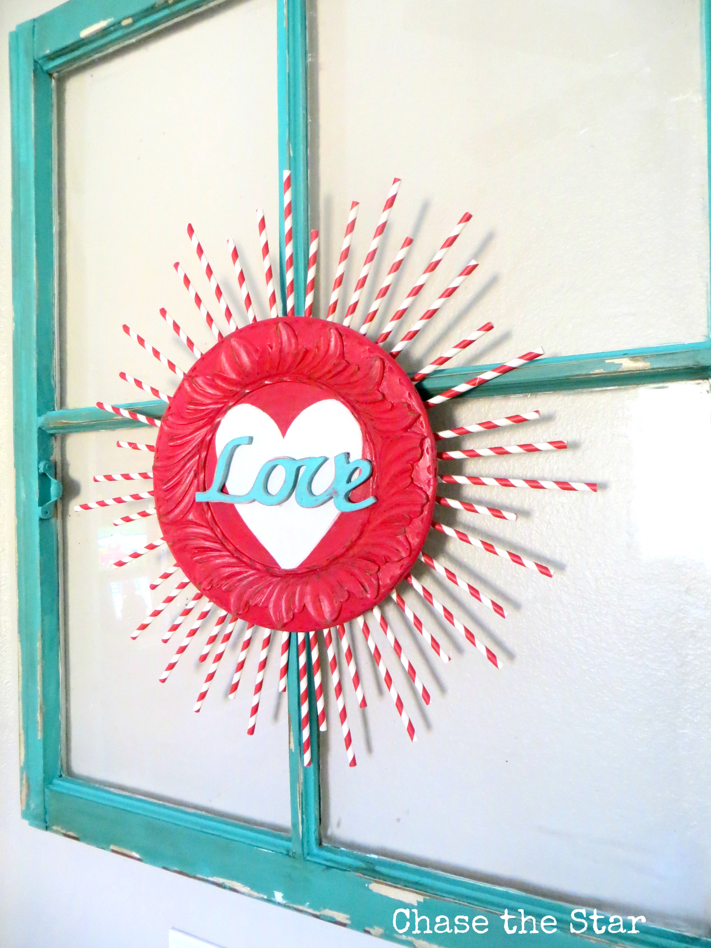 vintage window, teal, sunburst, love, valentines day, wood applique, diy, crafts