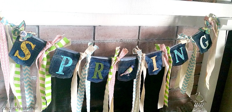 DIY Spring Banner with #Denim Pockets via Chase the Star #michaelsmakers @michaelsstores