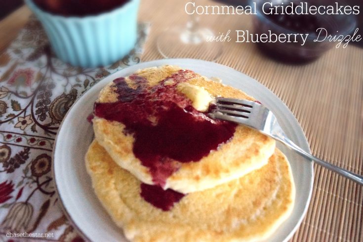 Cornmeal Griddlecakes with Blueberry Drizzle